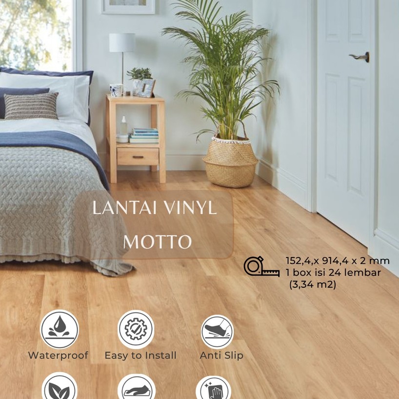 Lantai vinyl motif kayu | tebal 2 mm | jual per box