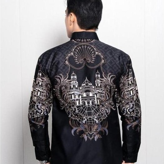 Laskala Batik Premium Lawang Sewu Kemeja Batik Pria Slimfit Lengan Panjang