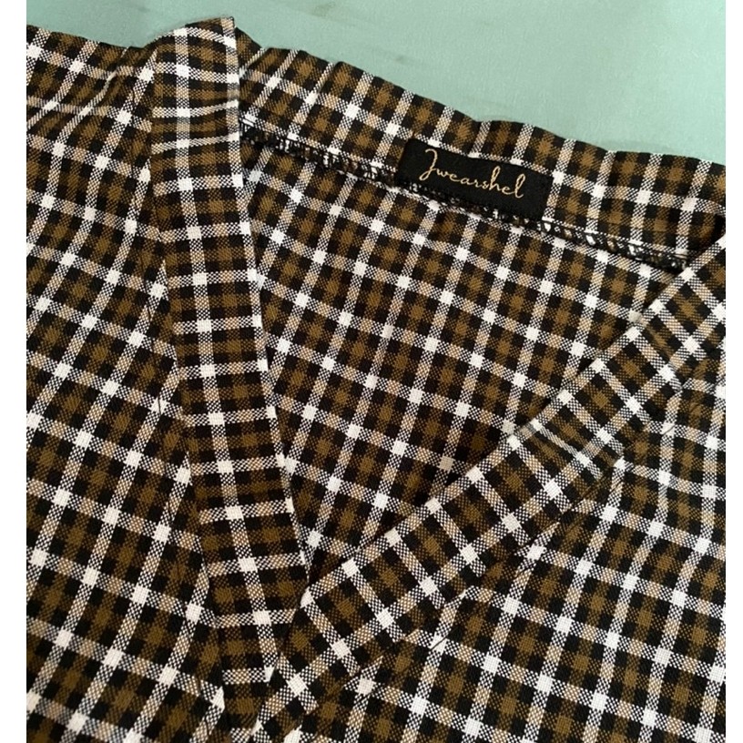 (Preloved) vest rompi ikat kotak- kotak coklat tua