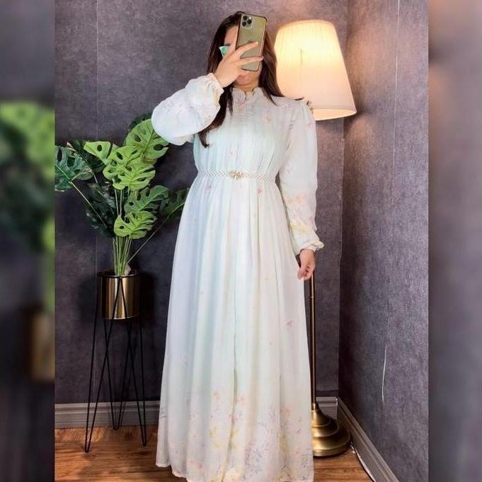Shukyo- Gamis Mikayla Dress Kancing Ceruty Baby Doll Serut Daster Busui Abaya Turkey Meh Elegan Cant