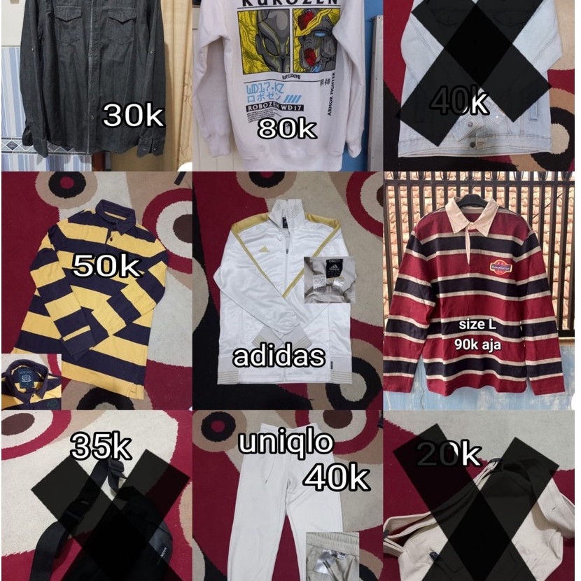 pakaian bekas uniqlo, adidas, rugby