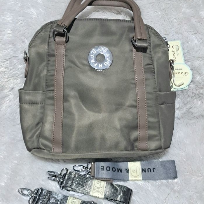 Tas 3in1 original Junfa(tenteng+ransel+tas bahu) ash/army,tas premium