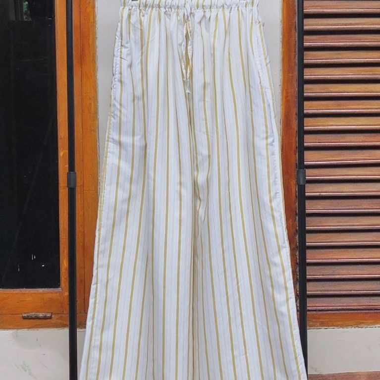 celana wanita stripe/salur kulot celana kulot motif salur stripe panjang tali srut