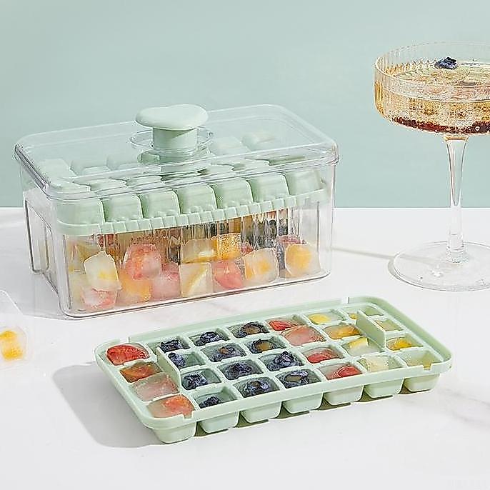 Es Batu Love Maker Cetakan Es Batu 32 Grid 2 Tray Wadah Transparan Dengan Tutup Wadah Es Batu Allsho