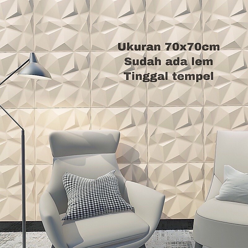 Wallpaper 3D Foam Tebal Motif Diamond Elegan Mewah Tempelan Dinding Tembok Ruang Tamu / Kamar