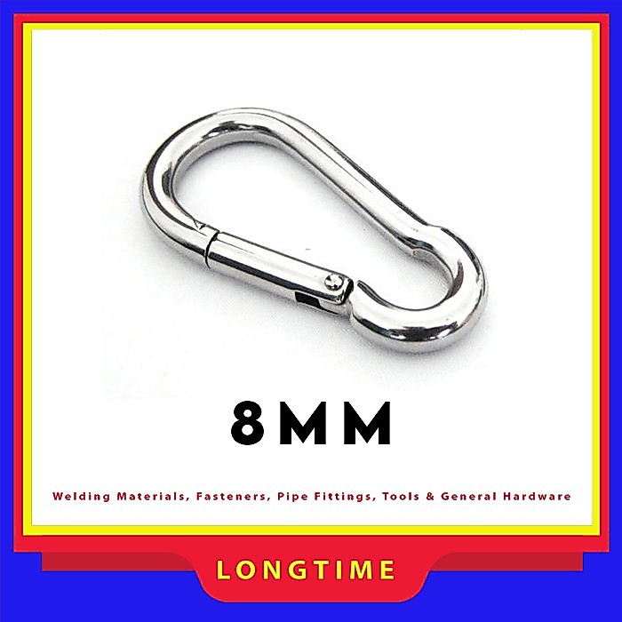 Snap Hook Carabiner 8mm Stainless Steel Gantungan Snap Hook Sellery