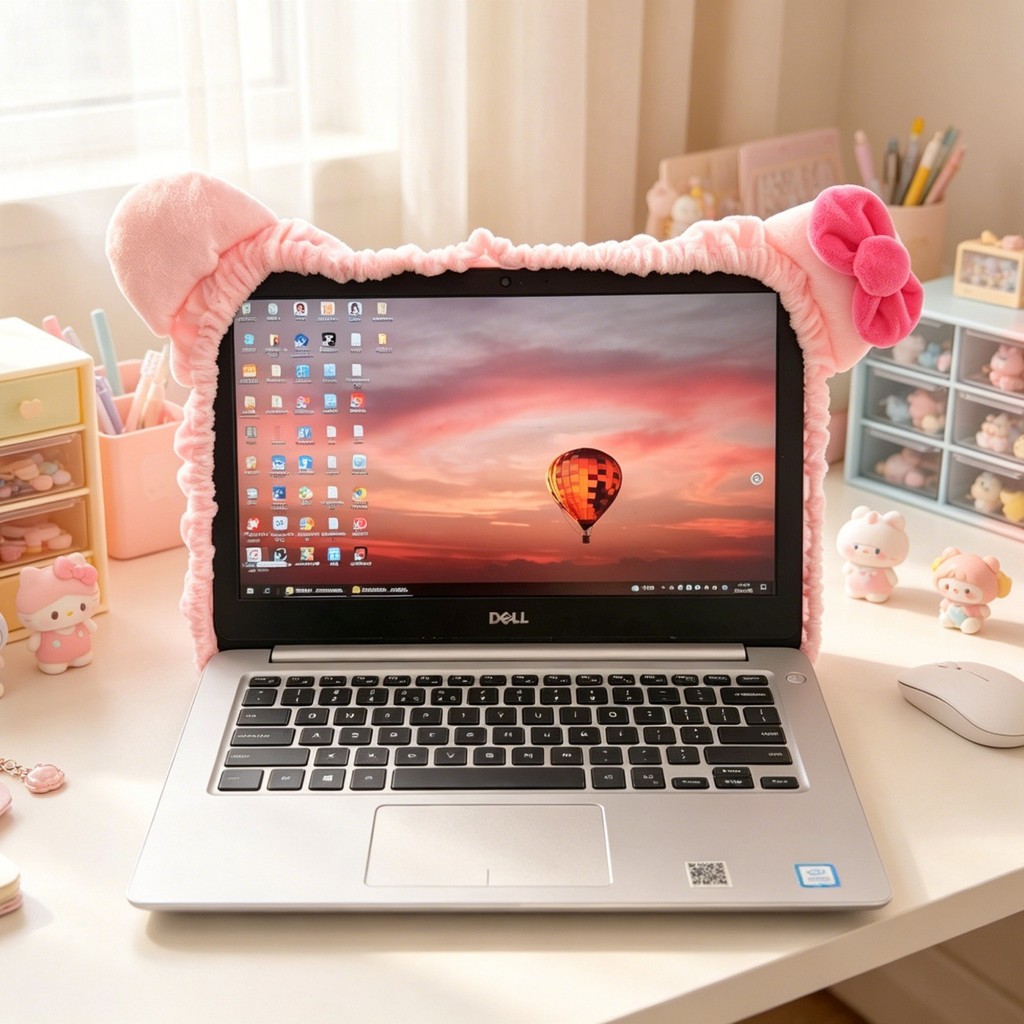 Cat Bowknot LCD Monitor Dust Cover Protective Case Monitor Cover Computer Cover Cute LCD Protection