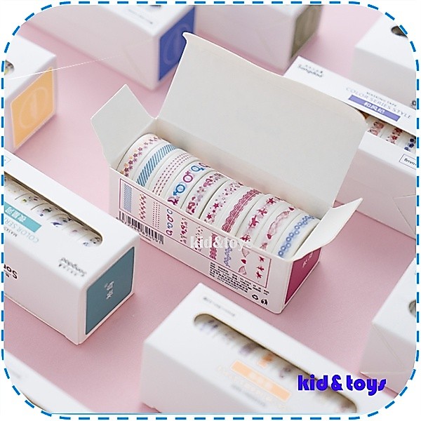 Selotip Warna Warni Masking Tape Kertas  Isolasi Hiasan Washi Selotip Warna Selotip Motif 1 Pack 10 