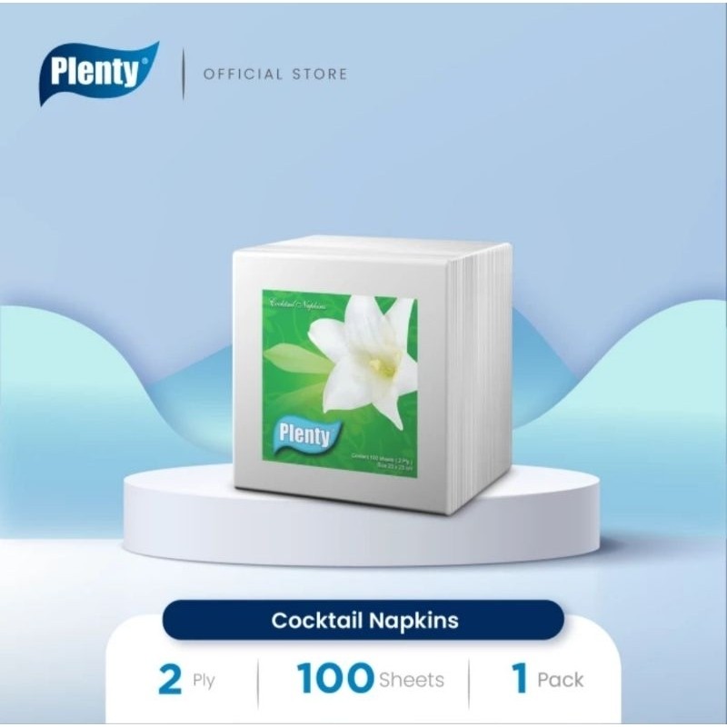 Plenty Cocktail Napkin Tissue Green Tisu 100 sheets 11 x 11 cm Kotak