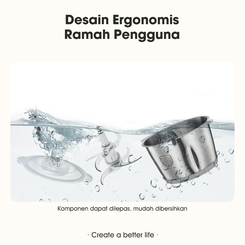 SAMONO Food Chopper 2L 350W Stainless Steel SW-CL350 Plus 6 Bilah Pisau Food Processor Penggiling Da