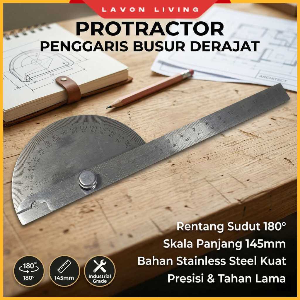 Penggaris Busur Derajat Measuring 145mm 180Degree - PR180