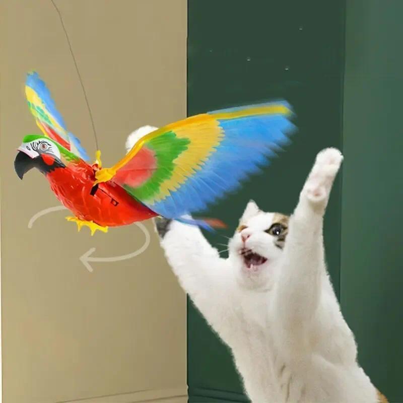 Electric Parrot Hanging Wire Circling Parrot Bird Cat Toy Funny Self-hey  Automatic Scrat Cat Stick 