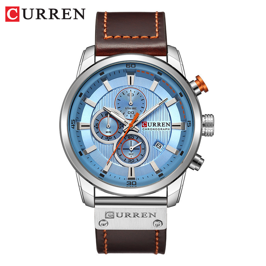CURREN 8291 Waterproof Calendar Quartz Watch Round True Three Eyes Business Watch for Men