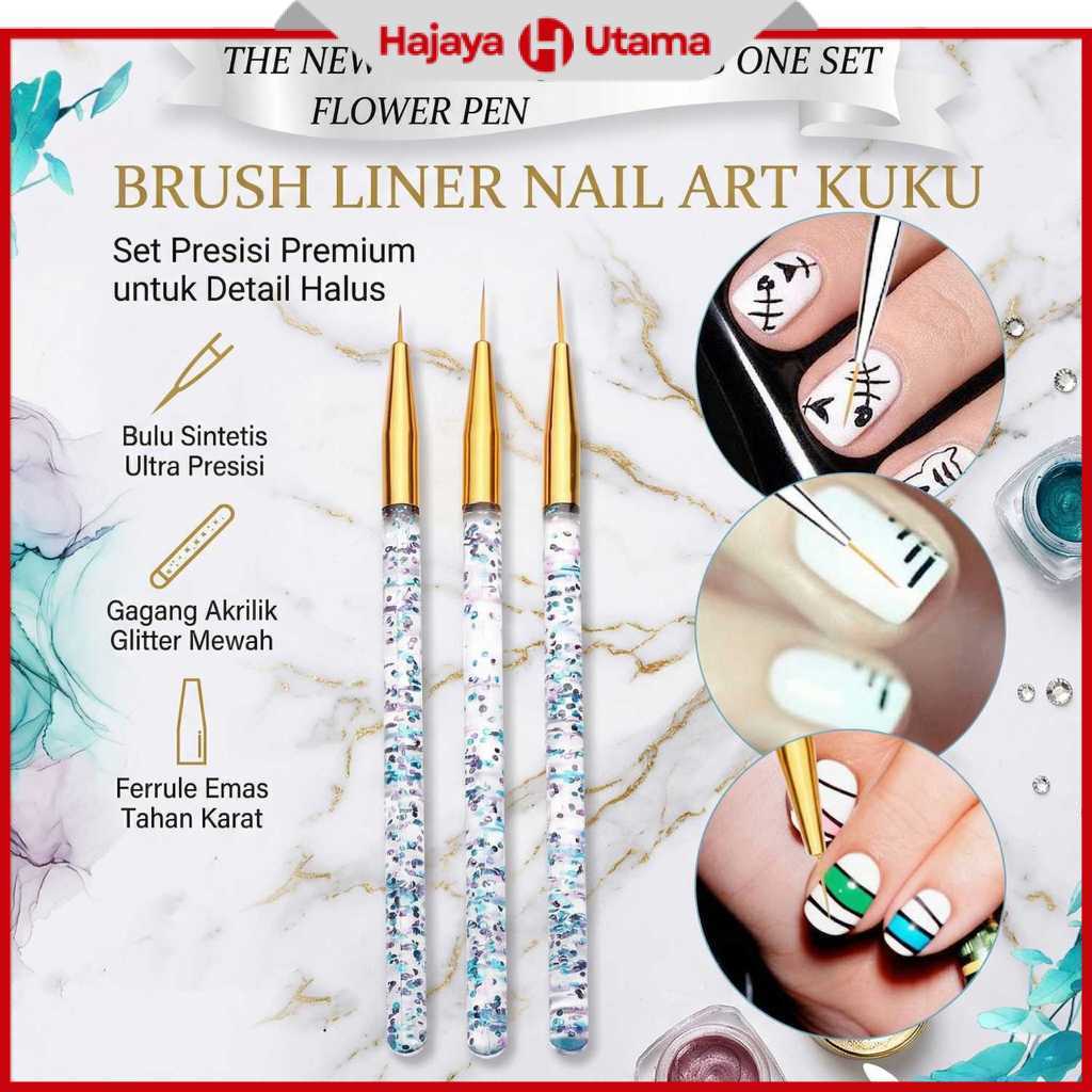 Brush Kutek Kuku Ultra thin Liner Nail Art 3 PCS - HD042