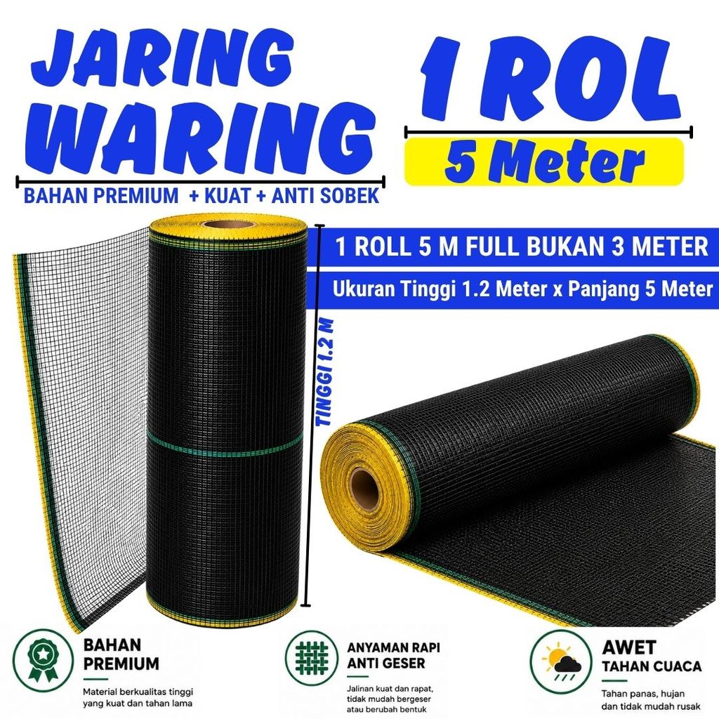 WARING JARING PAGAR TANAMAN PAGAR AYAM PANJANG 5 METER X TINGGI 1,2 METER JARING WARING ANYAMAN RAPI