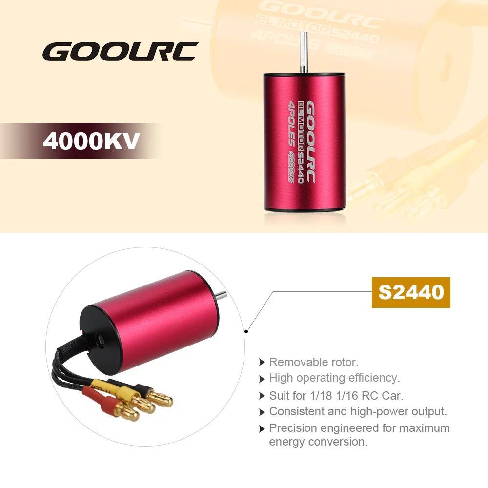 Brushless Brushless RC Car Motor GoolRC S2440 4000KV Sensorless Brushless Motor for 1/18 1/16 RC Car