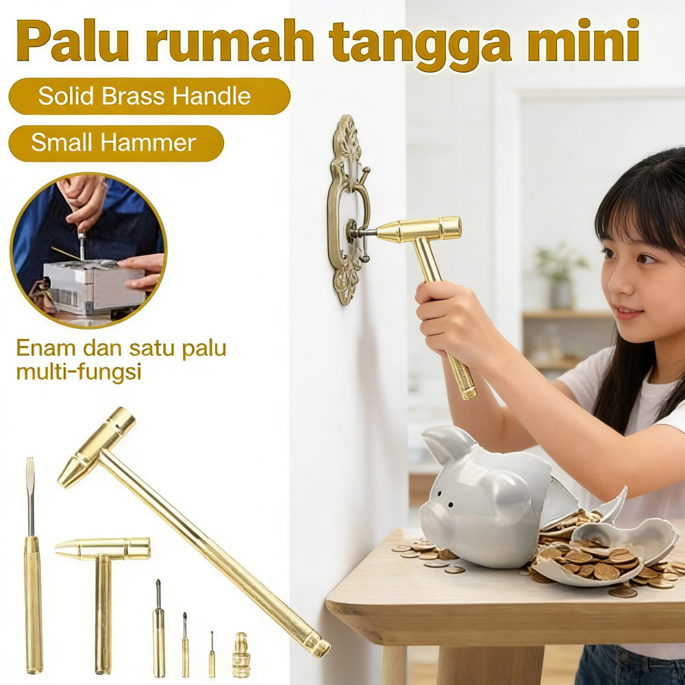 Tembaga palu mini multifungsi Palu obeng terintegrasi bulat kecil rumah tangga tangga pegangan solid