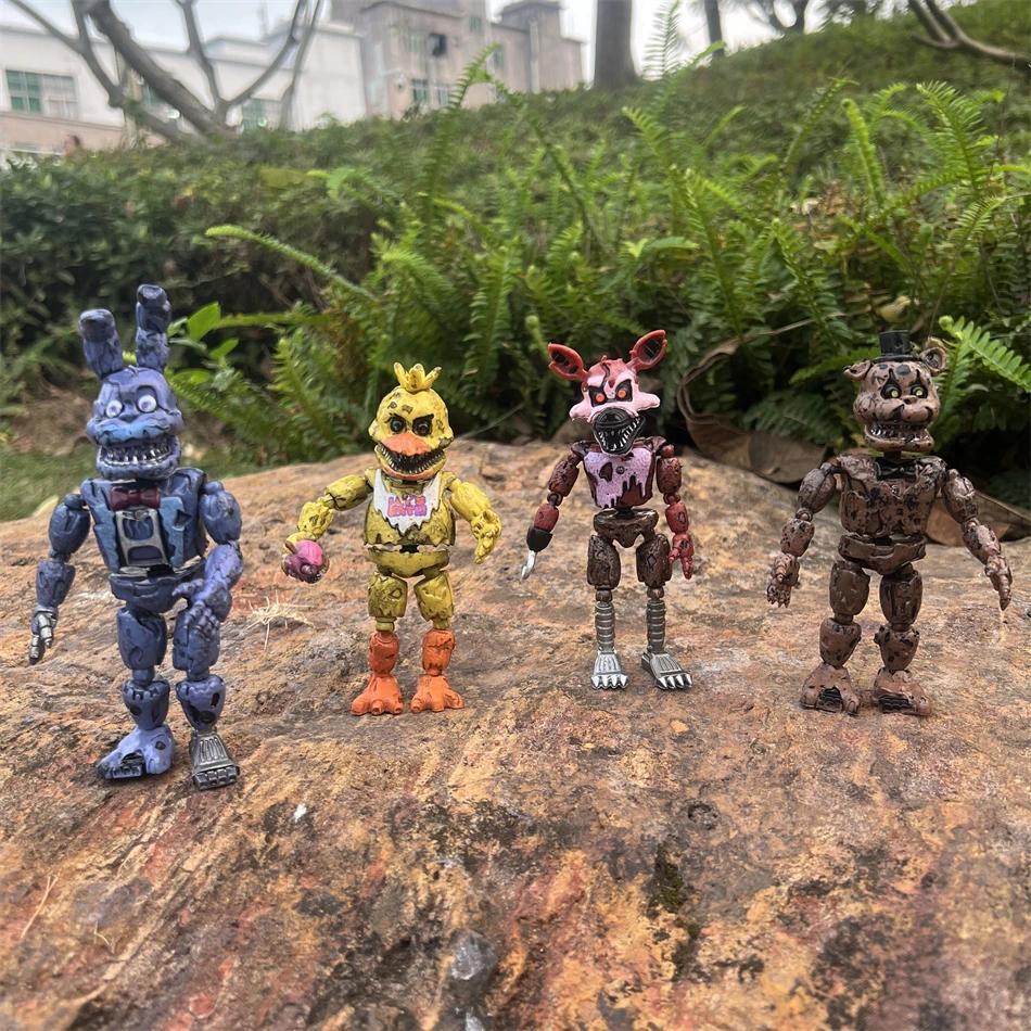 14CM FNAF Figures Nightmare Freddy Bonnie Foxy Chica Action Figure Movable Blacklight Freddy Frostbe