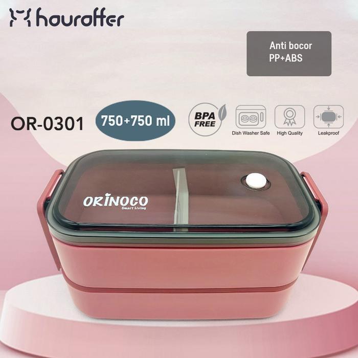 Houroffer Lunchbox OR-0301 Double-Layer Large Size 1500 ML Japanese Bento Box 2 Stacking -New Tones 