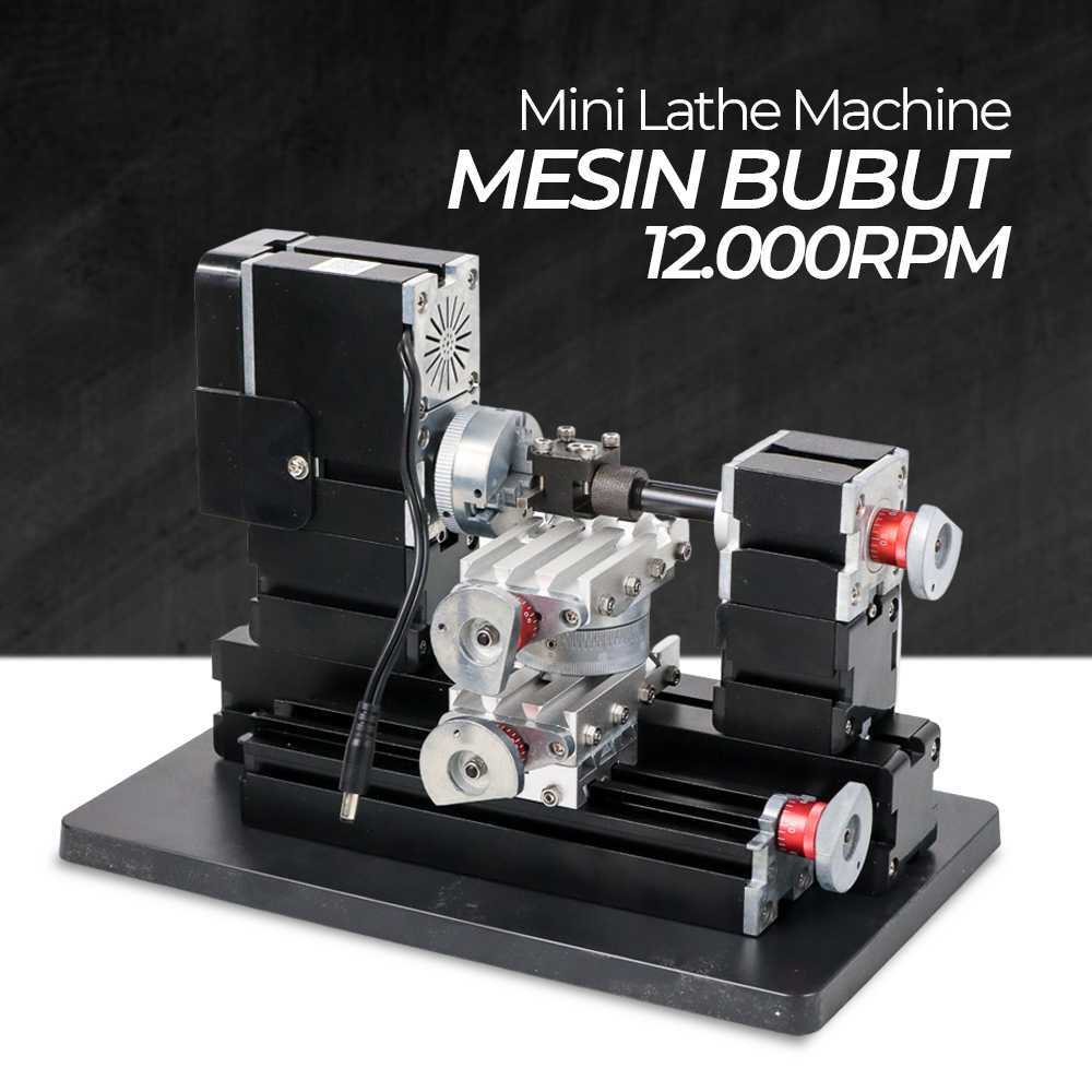 Mesin Bubut Mini Lathe Machine 12000 RPM Alat Bubut Logam Lembut Mesin Bubut Kayu Akrilik Plastik Al