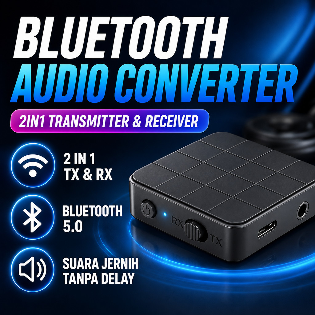 Bluetooth Audio Converter 2in1 TX RX AUX 3.5mm 10M Wireless Adapter TV HP Speaker Headset Mobil PC L