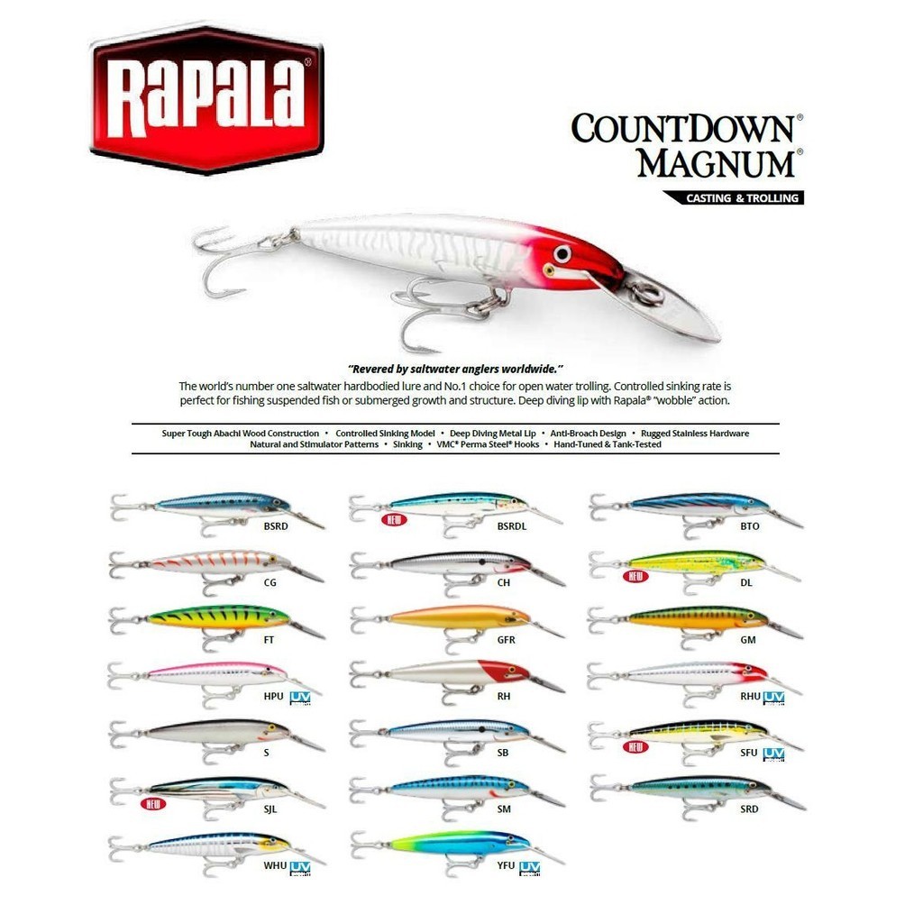 Lure Rapala Countdown Magnum  CDMAG14 (14cm), CDMAG18 (18cm), CDMAG22 (22cm)- Umpan Casting Trolling