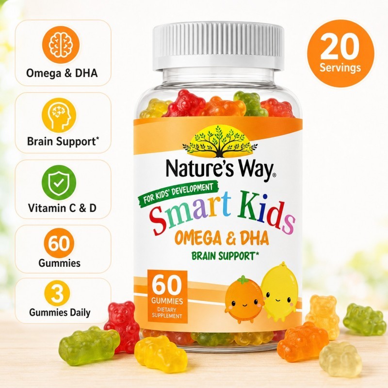 Nature’s Way Smart Kids Omega & DHA Gummies 60 Gummies Vitamin Otak Anak Fokus Mata Imun