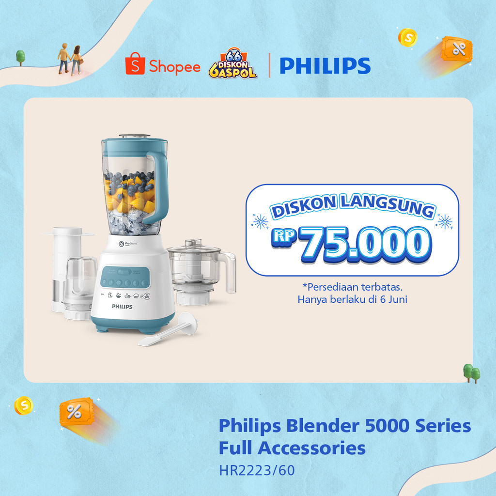 Blender Philips Plastik 2 liter - 5000 Series HR2223/60 - Blender jus - Blender bumbu philips ( Chop