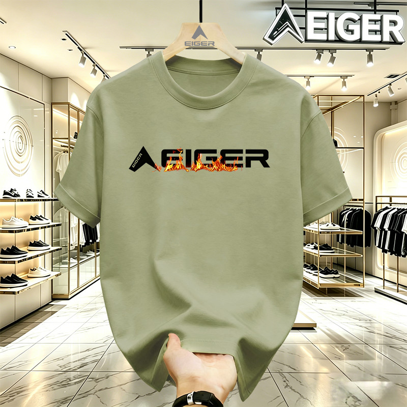 Kaos Eiger  ori Polos Pendek Oversize Katun 24S Nyaman Unisex Fashion Kasual Pria Wanita
