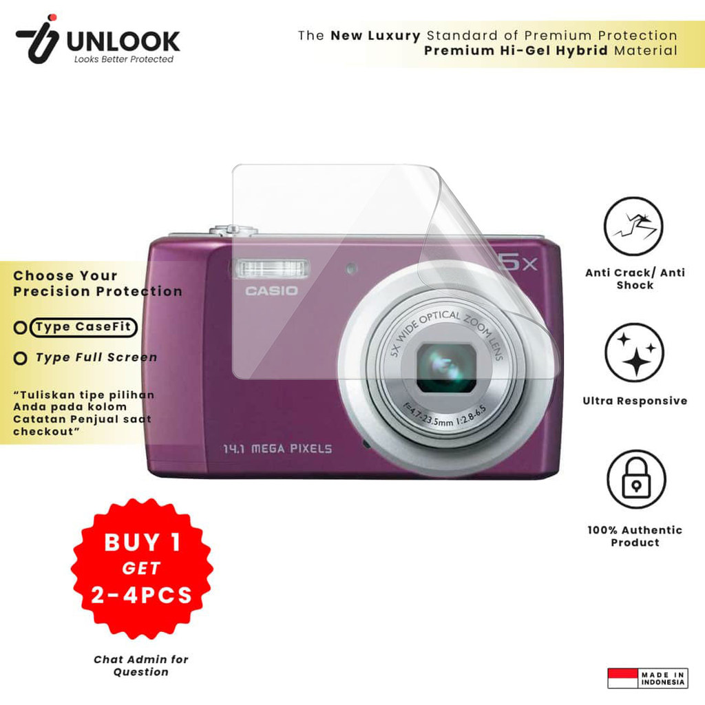 UNLOOK Hi-GEL HYBRID Hydrogel+ Film Protection for Casio QV-R200, Exilim EX-ZS150, Exilim EX-ZS20, E