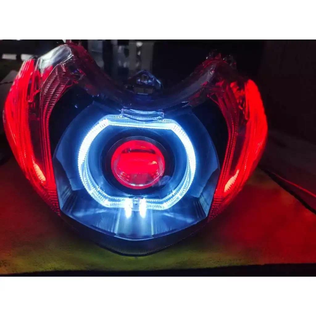 Reflektor lampu Depan Mio M3 model custom projie Biled | Lampu Depan Mio M3 biled daymaker