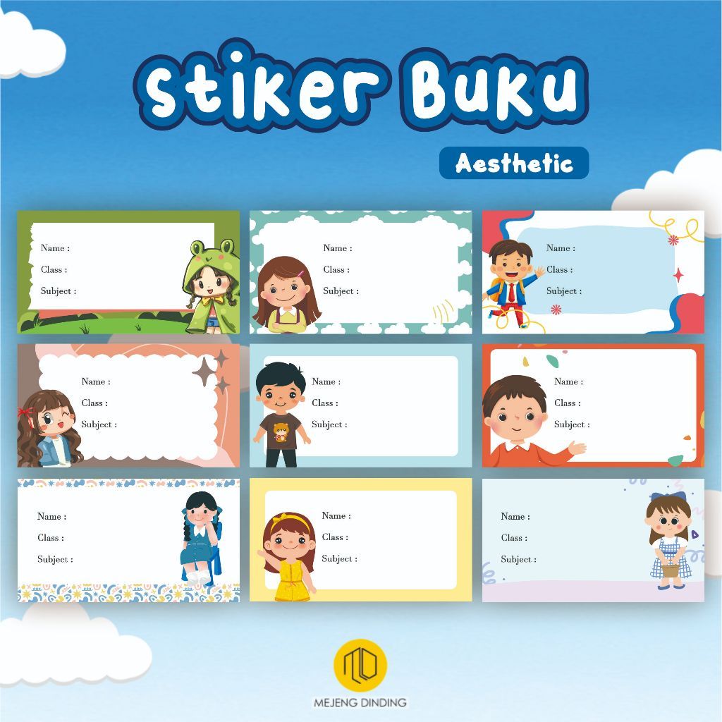 STIKER MAPEL ISI 30 PCS / STIKER BUKU CUSTOM TEMA KARAKTER ANAK / STIKER NAMA BUKU PELAJARAN / Label