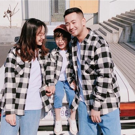 cuci gudang the familly couple flannel kotak lengan panjang kemeja kotak kotak keluarga baju couple 