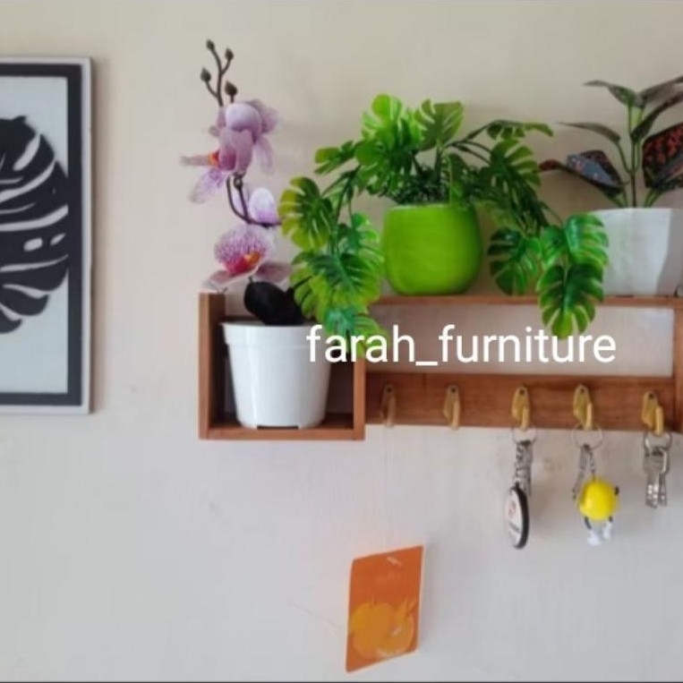 Rak Dinding Tempat Gantungan Kunci / Rak kayu serbaguna / Rak dinding kayu kapstok gantungan kunci