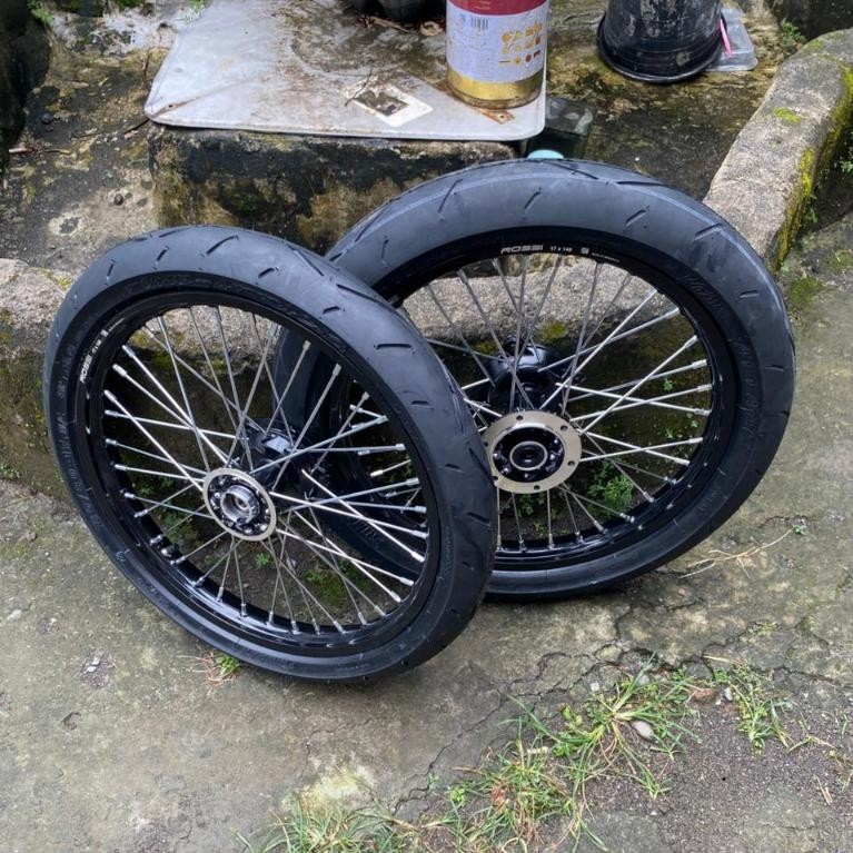 Roda Set KLX Velg Rossi  ukur 140/140-17 Rata Ring 17-Ban Primaax80/80 & 90/80-17
