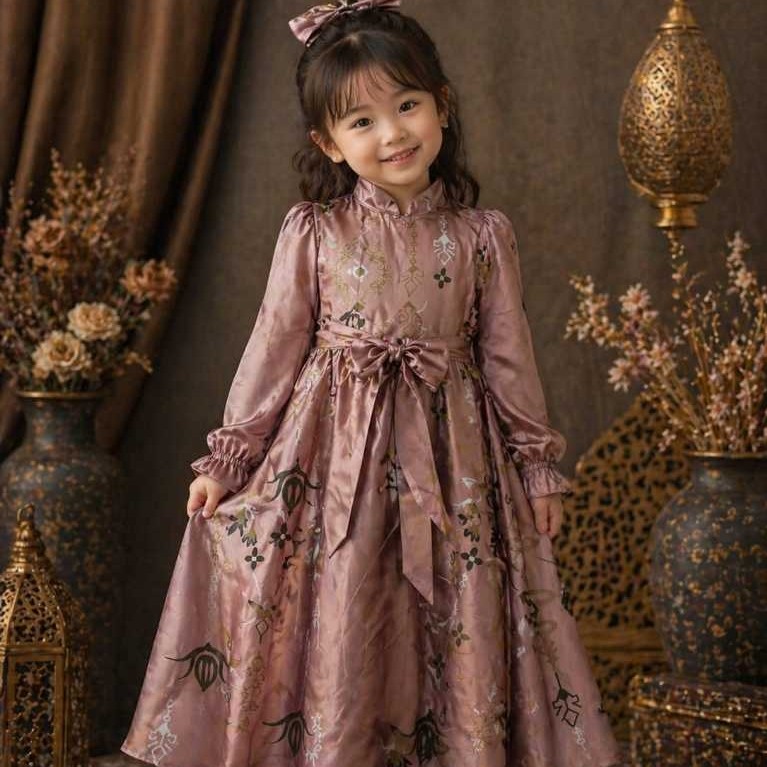 Gamis Coklat – Gamis Anak Perempuan Elegan Premium Motif Floral Modern