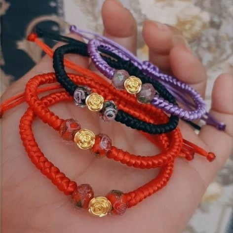 gelang tali variasi emas bunga