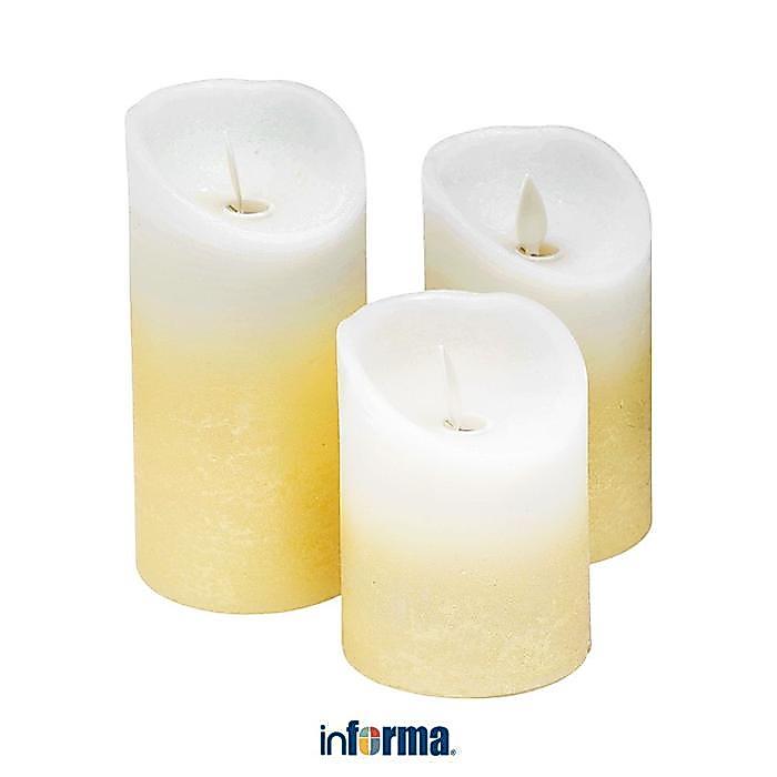Informa Set 3 Pcs Lilin Flameless - Putih/Gold Lampu Tidur Penerangan Ruangan Dekorasi Kamar