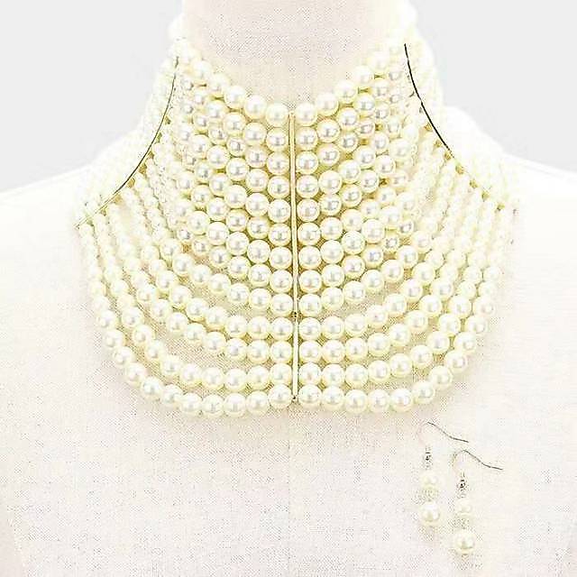 Kalung coker mutiara susun