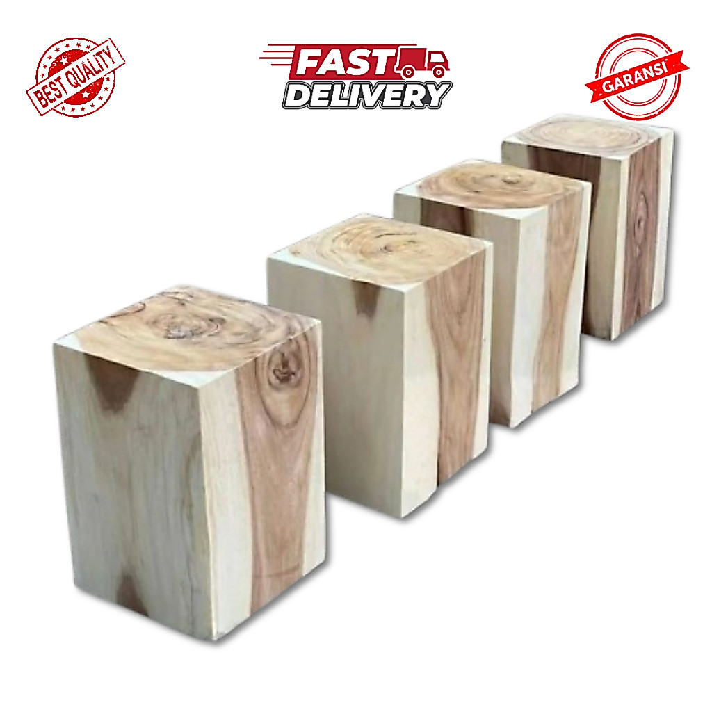 Stool Kayu Trembesi Kotak, Kayu utuh solid