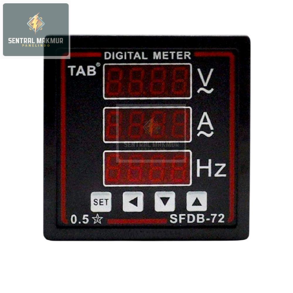 Digital multi meter 72 x 72 Ampere , Volt dan HZ Meter LED 1 phase TAB Berkualitas