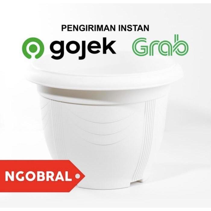 GOJEK Pot Plastik Besar 55 TEBAL / Pot Tanaman Besar Plastik PUTIH