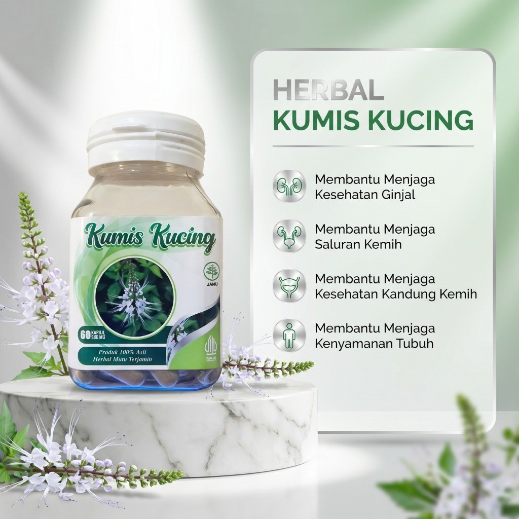 Kapsul Kumis Kucing Original Herbal Isi 60 ( ISK, Ginjal, Asam Urat )