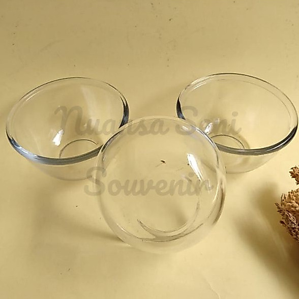 Souvenir Mangkok Kaca BIB3.75 Bening Polos Mangkuk Sambal Beling Mangkok Kaca Kecil Polos