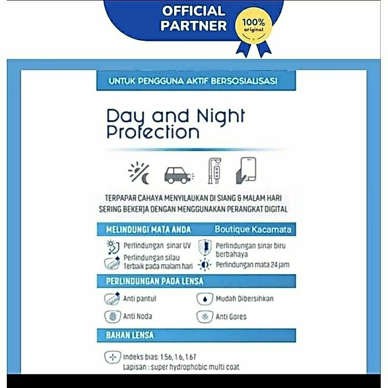 Lensa Kacamata Asp Essilor Elements Day and Night 1.56