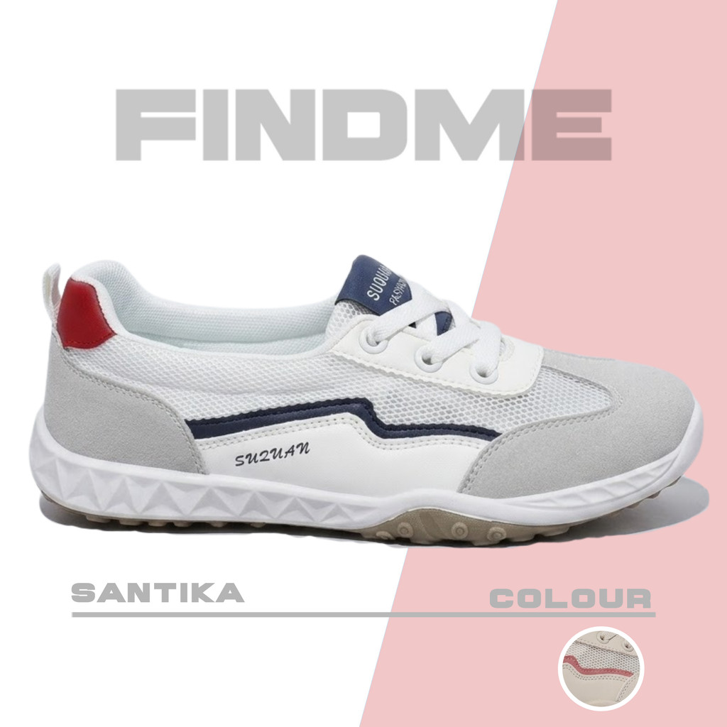 FINDME 36-40 Santika Sepatu Sneakers Wanita Cantik Casual Nyaman Modern Ringan Simple Bahan PU Kombi