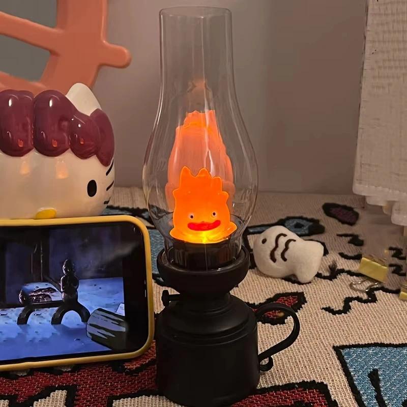 Calcifer Vintage Night Light Cartoon Anime Flameless Decorative Lamp Kerosene Candle Light with Tabl