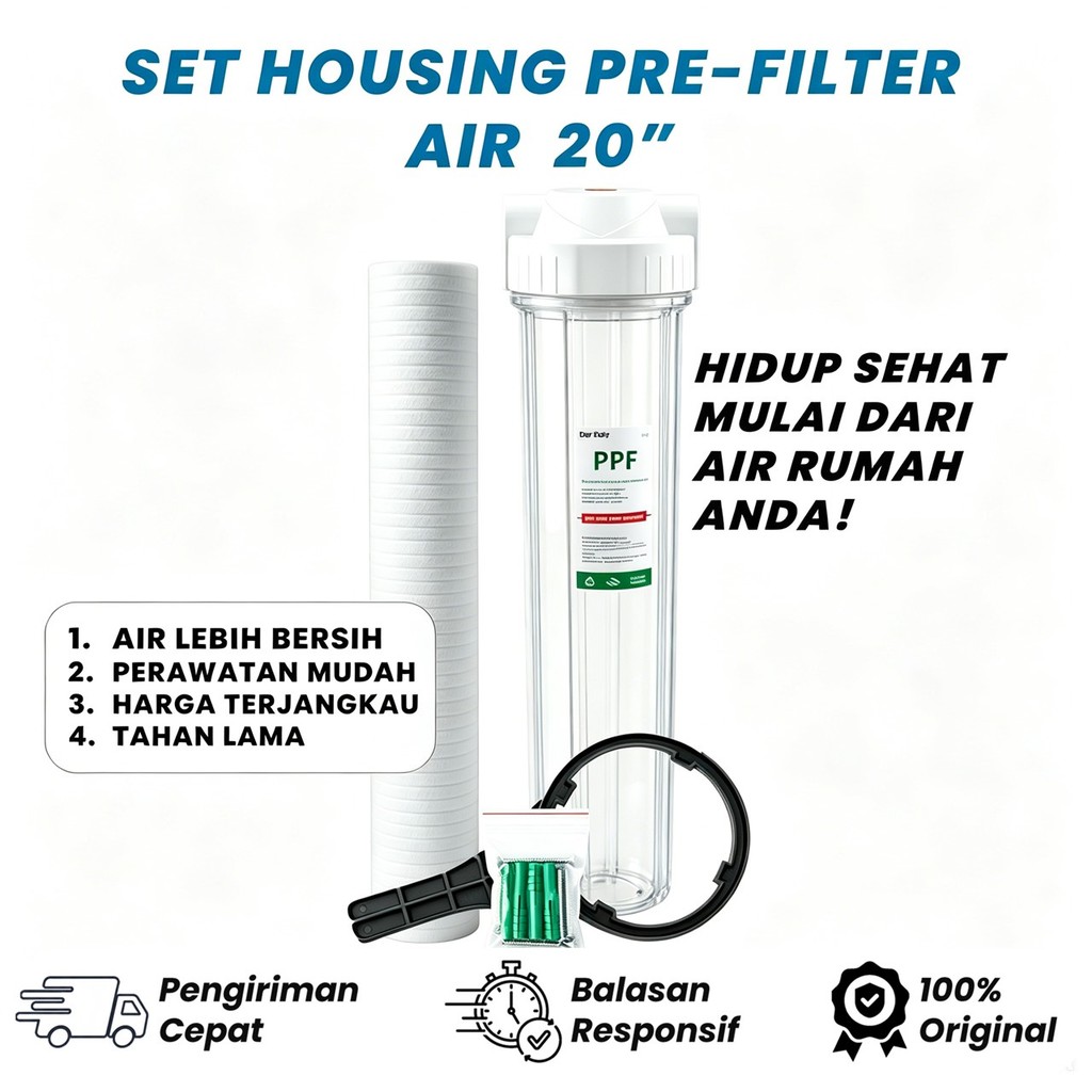 Housing Filter Air 20" / Water Filter Housing 20" -  Clear, 1/2 inch