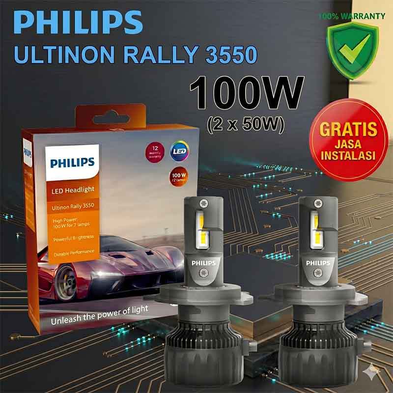 Sale LED Mobil Philips H4 Hi/Lo Ultinon Rally Lampu LED Mobil 100 Watt 9000 Lumens