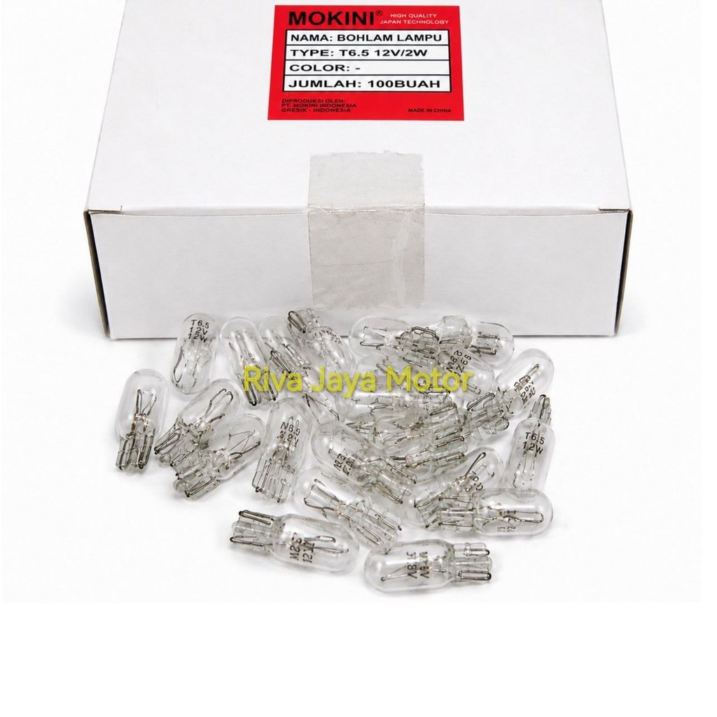 1 Dus 100 Pcs Bohlam Bolam T.65 Speedometer Kilometer Netral Top Gear Tancap Colok Bening Kecil T6.5